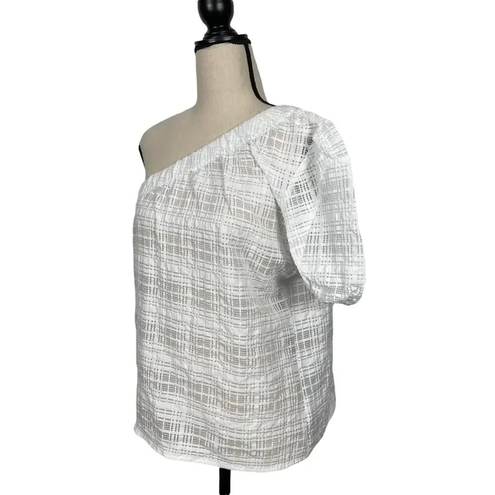 Anthropologie Current Air Blouse One Shoulder White Size Small NEW